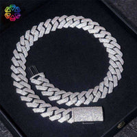 18m Frostfire Sovereign Chain with four-row Cuban links inlaid with shimmering 5A zircon stones, designed as a bold, intricate statement piece.