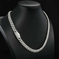 Diamond Hair Cross-Border 10mm copper Cuban bracelet and necklace with inlaid zircon stones in hip-hop rhombus design
