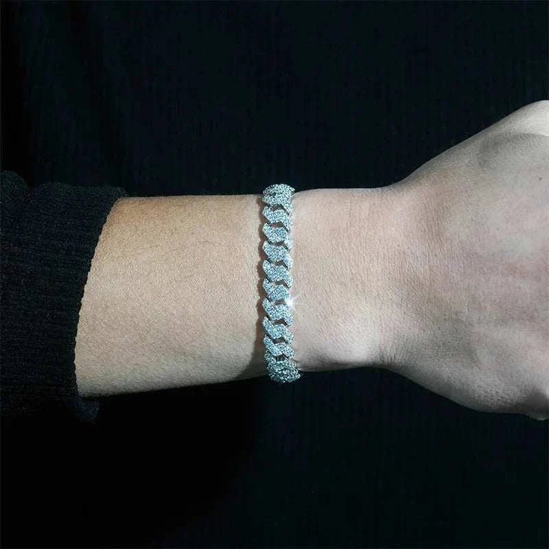 Diamond Hair Cross-Border 10mm copper bracelet with inlaid zircon hip-hop rhombus Cuban design on wrist
