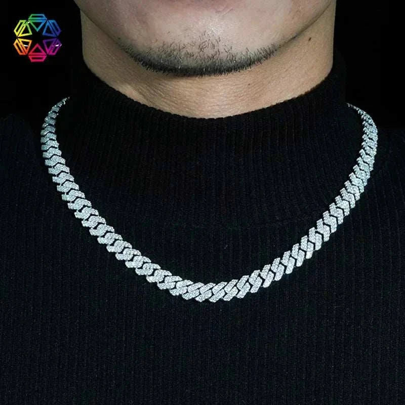 Diamond Hair Cross-Border 10mm copper inlaid zircon hip-hop rhombus Cuban necklace on black background