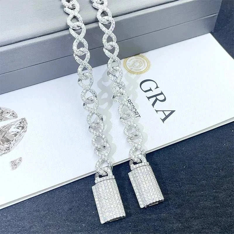 Diamond Hair Cross-Border 925 silver moissanite 8-character chain bracelet with VVS clarity and full inlaid design