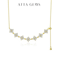 D-Color Moissanite Bridal Necklace with sterling silver and gold pendant featuring sparkling round-cut stones on a delicate chain