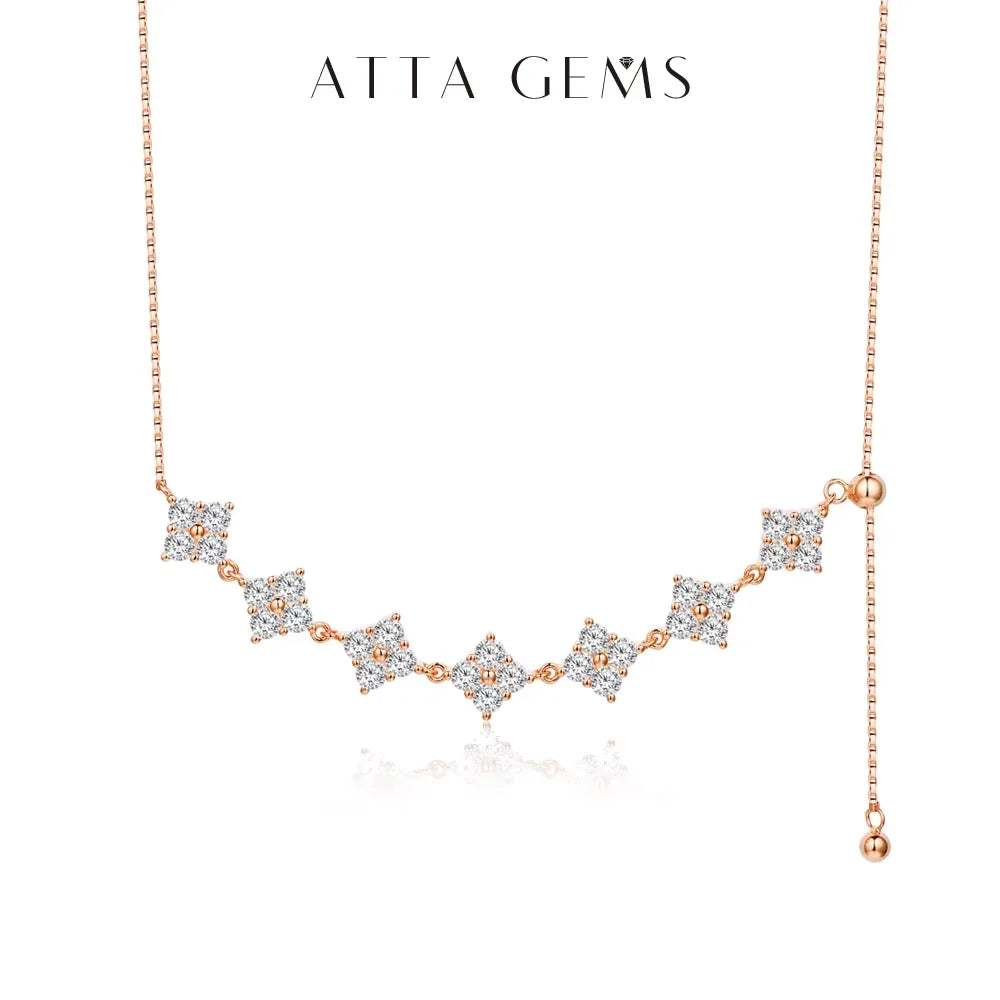 D-Color Moissanite Bridal Necklace with sterling silver and gold pendant featuring round VVS1 moissanite stones in a delicate chain design.