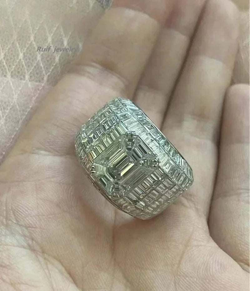 Ruif unique customized luxury men's ring with 10ct center lab grown diamond and intricate design