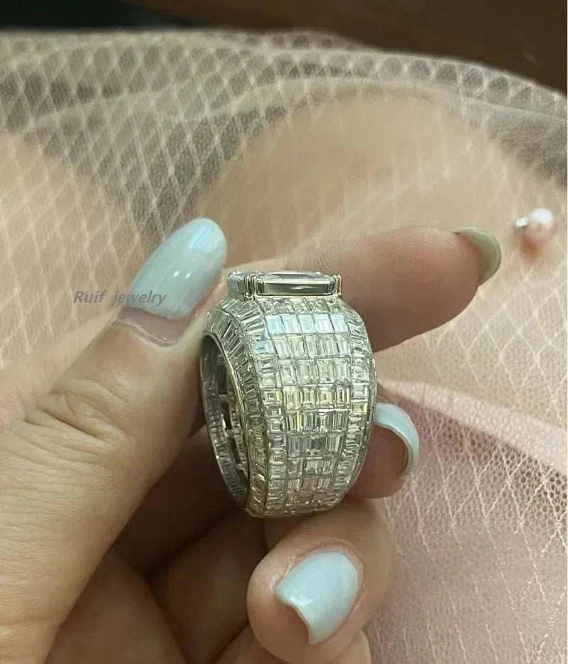 Ruif unique customized luxury men's ring with 10ct lab grown diamonds centerpiece