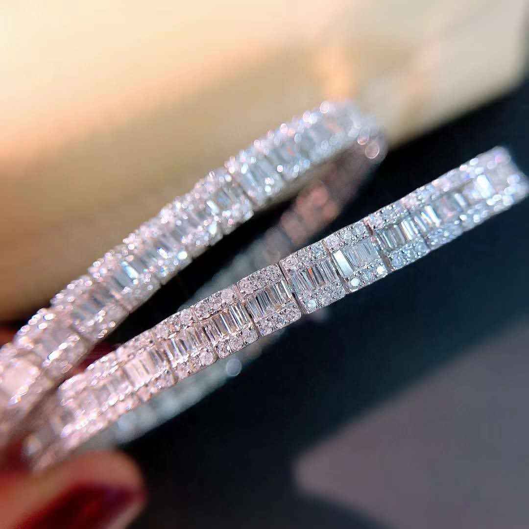 Natural Diamond Iced Out Tennis Bracelet in 18K Solid Gold with sparkling diamonds