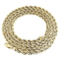 24-inch 18K yellow gold 4mm diamond cut solid rope chain necklace with lobster clasp