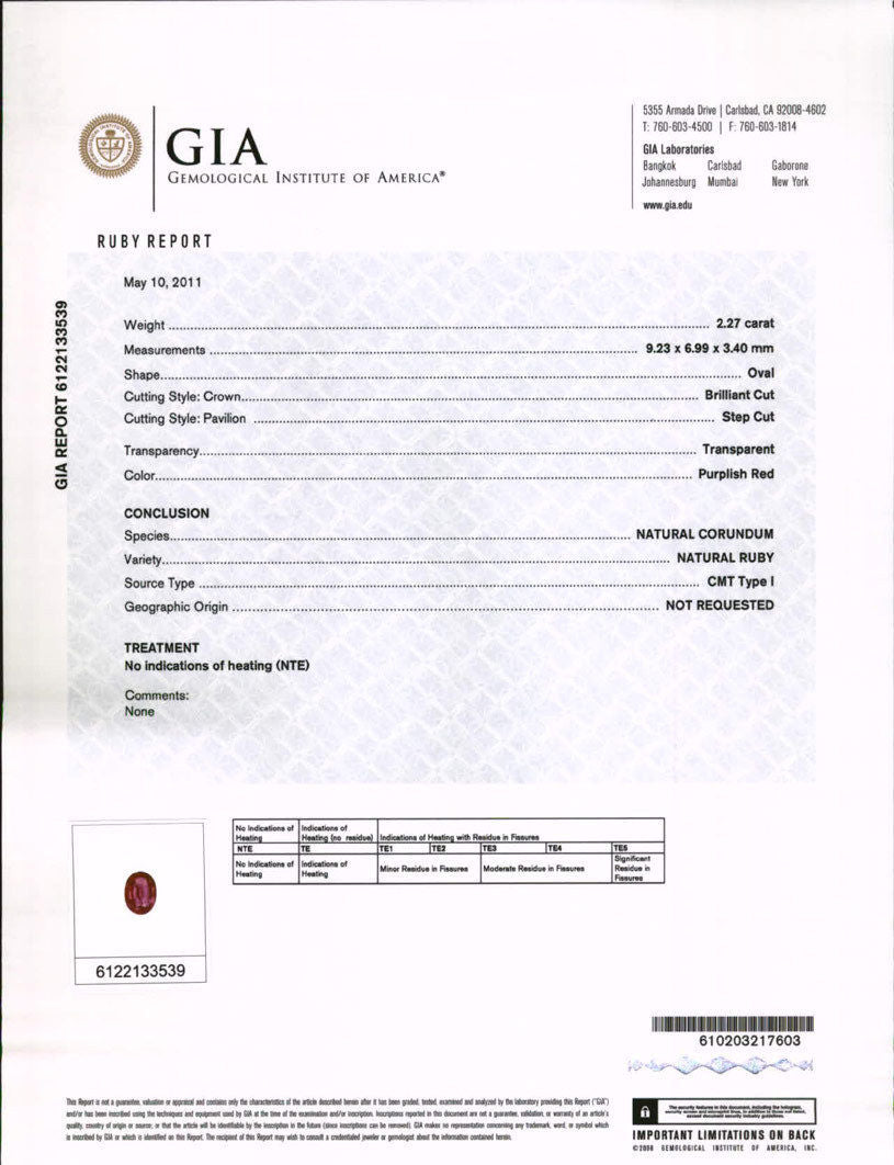 GIA-certified 2.27 ct untreated Mozambique oval neon ruby named Ember of Nyx with crown and brilliant cut