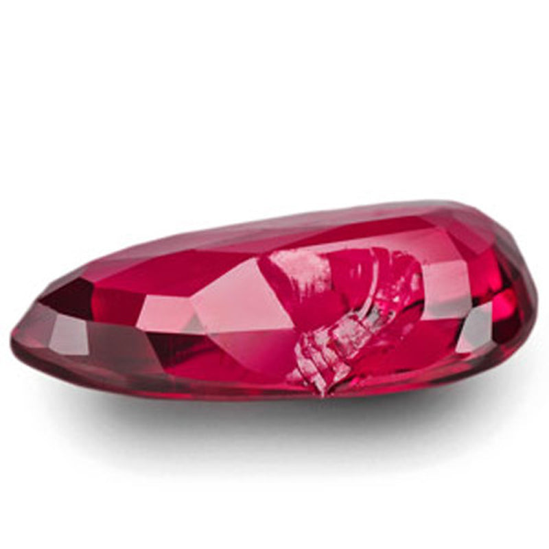 GIA certified 2.02 carat natural untreated pear-shaped Mozambique ruby with neon purplish red color