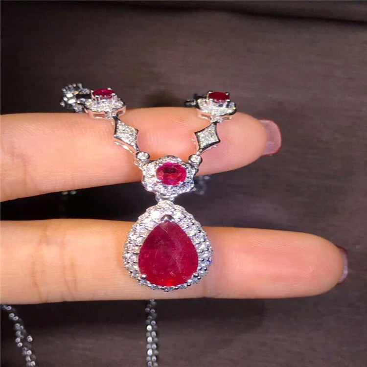 Indian Jewelry Gold 18k Gold South Africa Real Diamond Natural Ruby Necklace for Women Fashion Jewelry Set - The Sparkling Squirrels