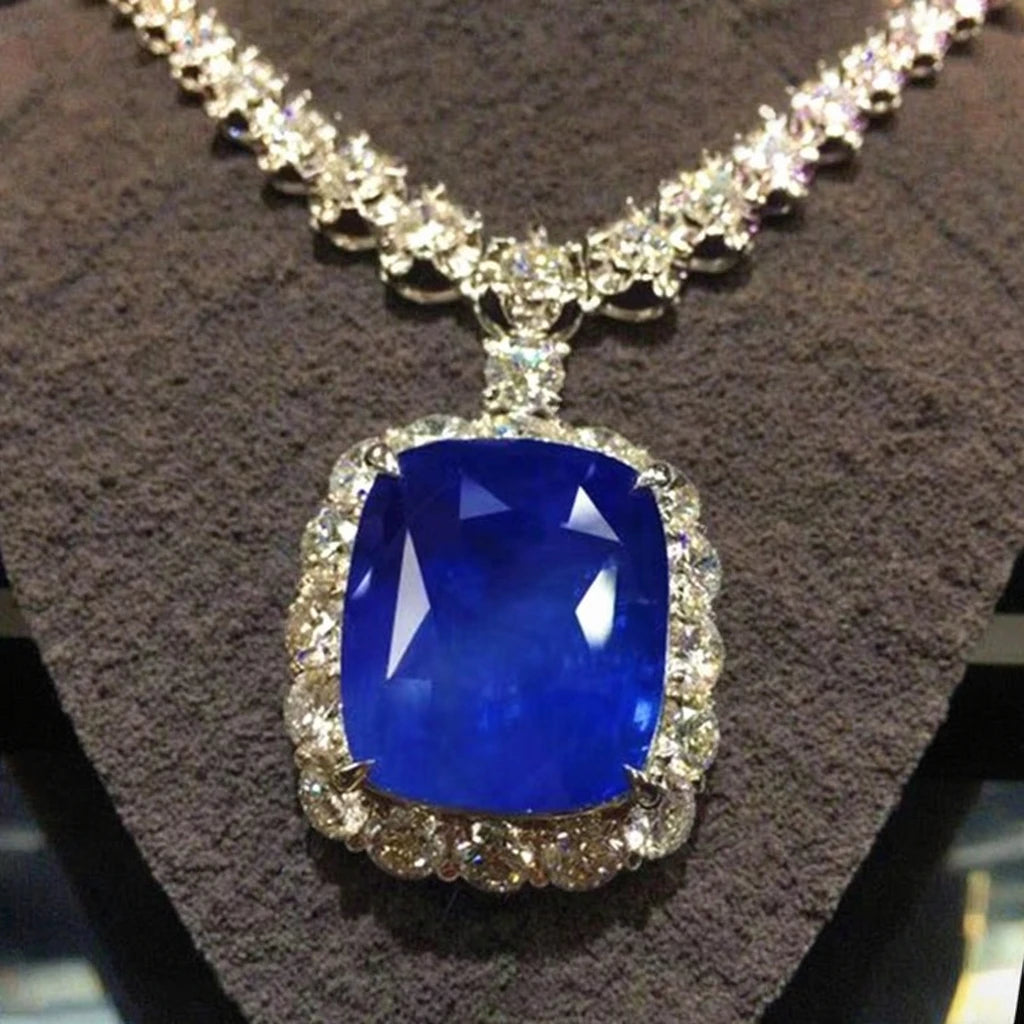 41.33ct cornflower blue sapphire pendant in 18k white gold from SGARIT Rare Collection