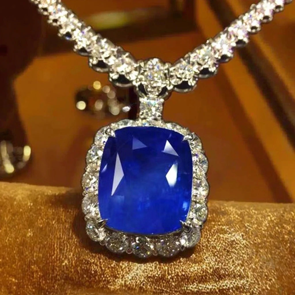 41.33ct Burma cornflower blue sapphire pendant in 18k white gold from SGARIT Rare Collection
