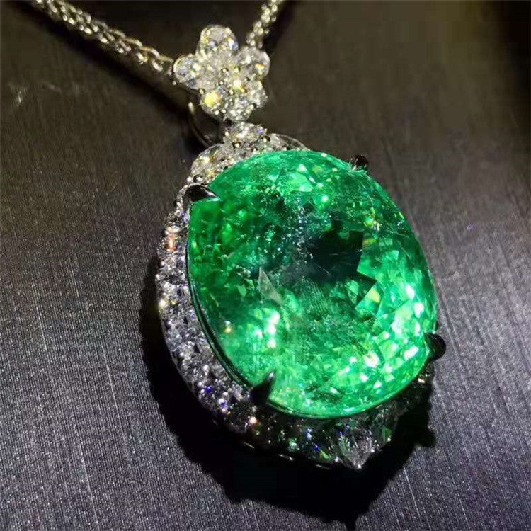 Verdant Veil of Arcanum: Enchanted Paraiba Tourmaline Pendant in Mythic 18K Gold - The Sparkling Squirrels