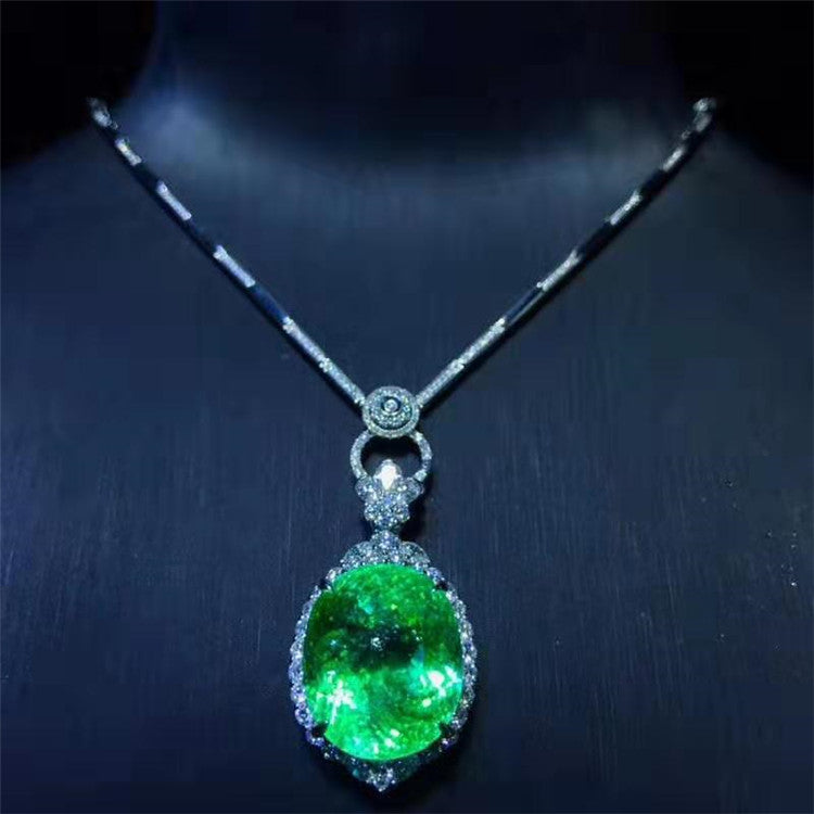 Verdant Veil of Arcanum: Enchanted Paraiba Tourmaline Pendant in Mythic 18K Gold - The Sparkling Squirrels