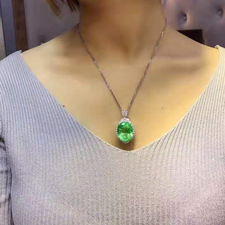 Verdant Veil of Arcanum: Enchanted Paraiba Tourmaline Pendant in Mythic 18K Gold - The Sparkling Squirrels
