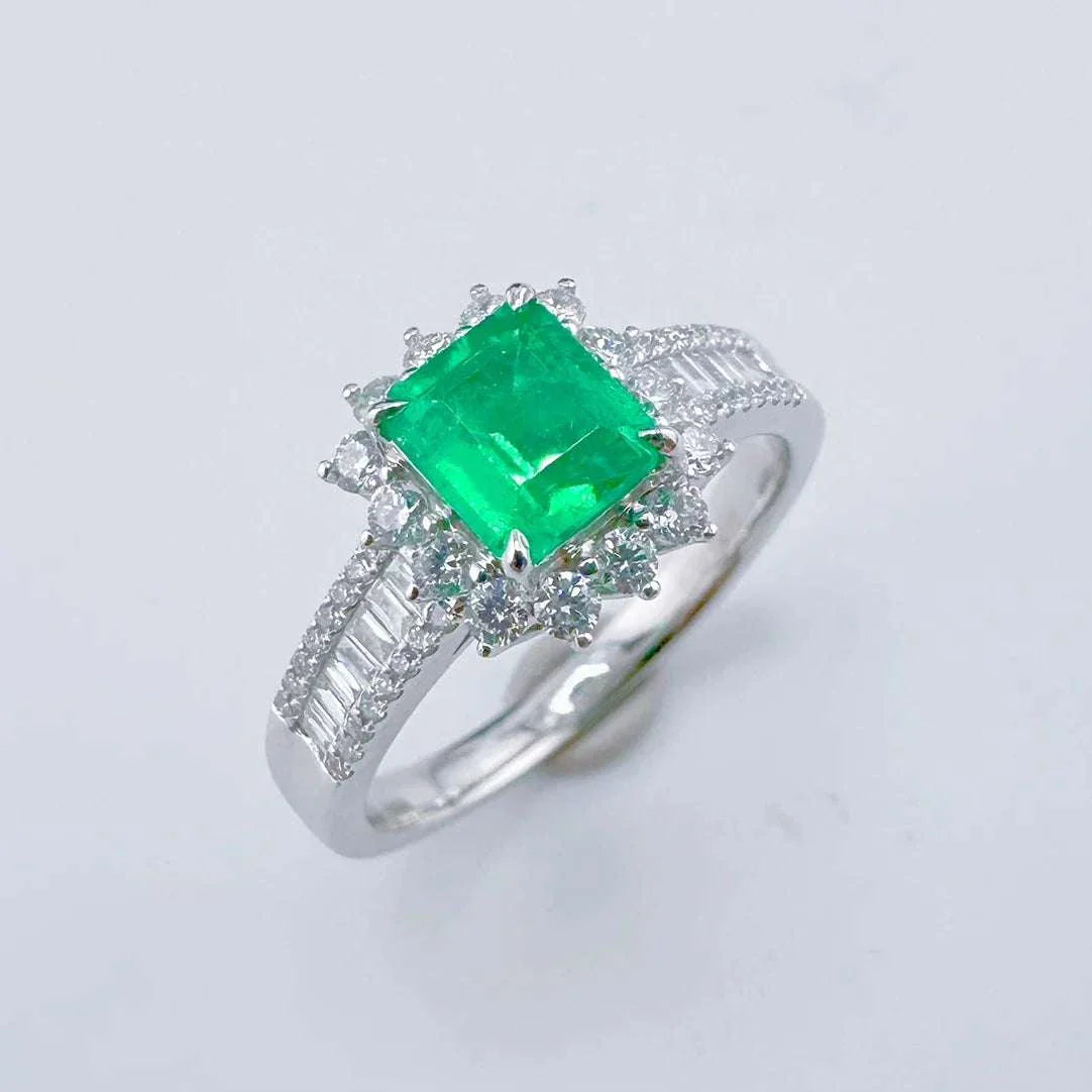 GUILD25 men's fine ring with 0.83ct natural green emerald and 18K gold band
