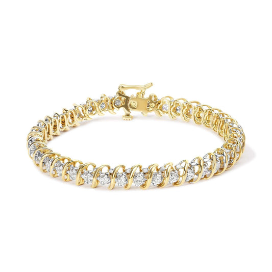 18k yellow gold Golden Seraphim Circlet™ diamond tennis bracelet with S-shaped links and round-cut diamonds