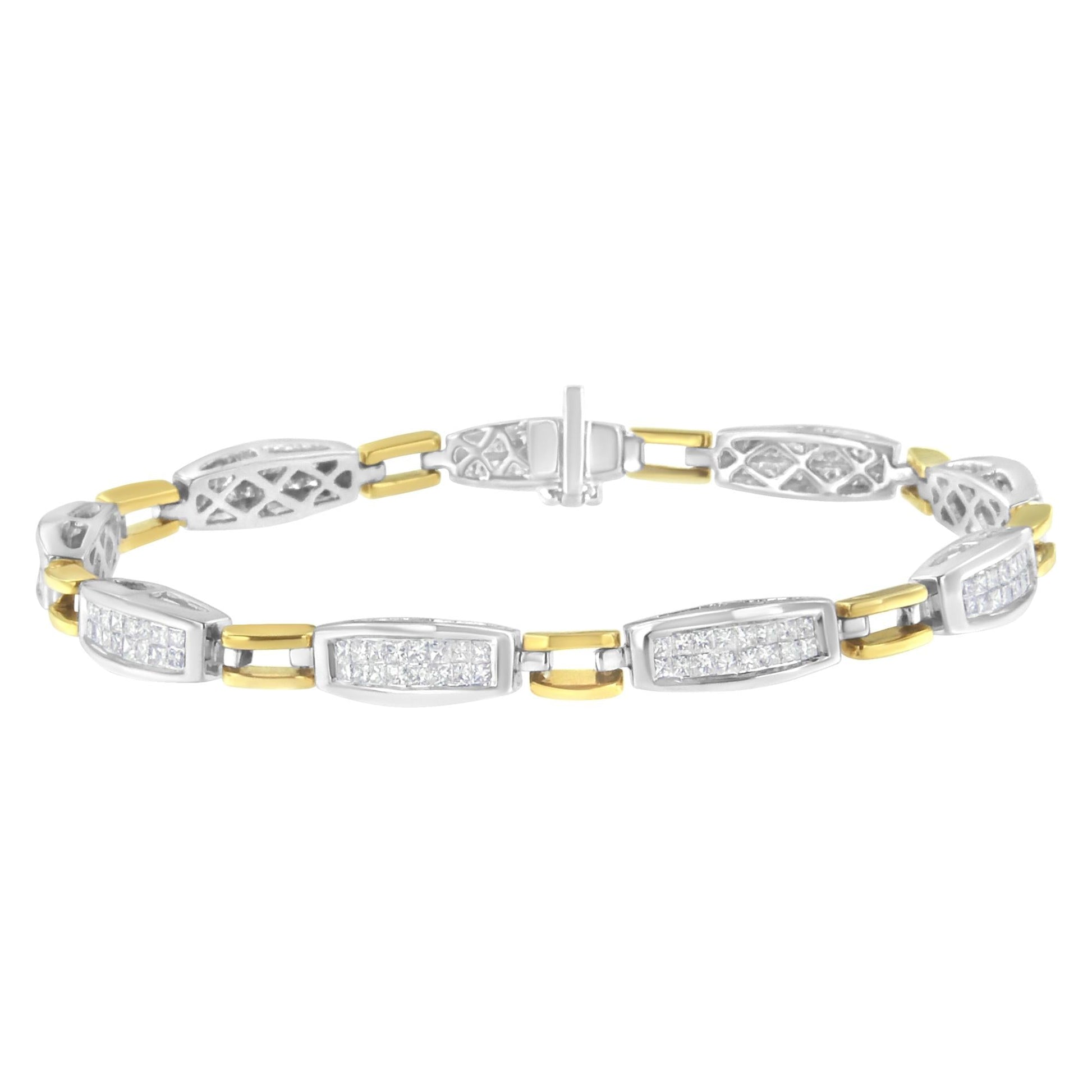 14K Yellow and White Gold 2.0 Cttw Princess Cut Diamond Tapered and - The Sparkling Squirrels & Co. 