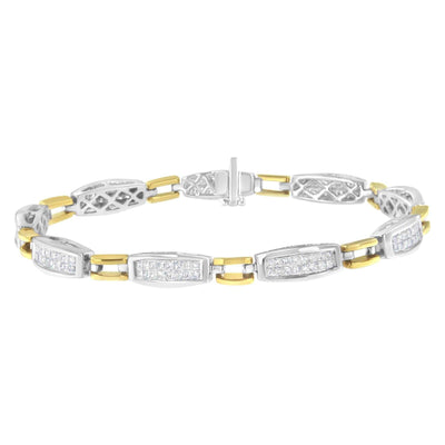 14K Yellow and White Gold 2.0 Cttw Princess Cut Diamond Tapered and - The Sparkling Squirrels & Co. 