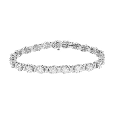 Starlit Pathway Bracelet™ in 14K white gold with diamond cluster tennis design and X-link pattern