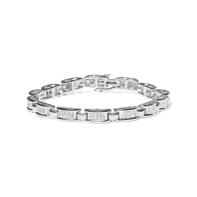 14K White Gold 3.0 Cttw Invisible Set Princess Cut Diamond Link and Buckle 7.25" Tennis Bracelet (I-J Color, I1-I2 Clari - The Sparkling Squirrels & Co. 