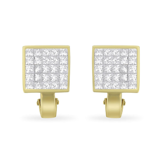 14K Yellow Gold 3-1/5 Cttw Princess Cut Diamond ¾ Square Invisible Set - The Sparkling Squirrels & Co. 