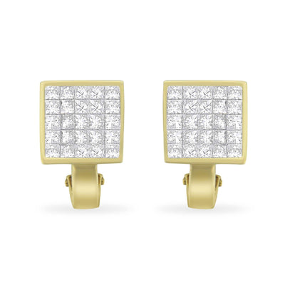 14K Yellow Gold 3-1/5 Cttw Princess Cut Diamond ¾ Square Invisible Set - The Sparkling Squirrels & Co. 