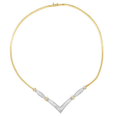 14K Yellow and White Gold 2.00 Cttw Round and Princess-Cut Diamond 'V' - The Sparkling Squirrels & Co. 