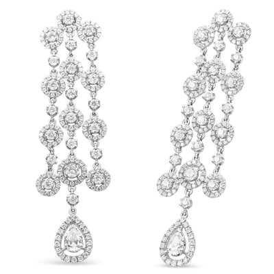 18K White Gold 4 3/4 Cttw Diamond Double Teardrop Waterfall Dangle Earrings (H-I Color, VS1-VS2 Clarity) - The Sparkling Squirrels & Co. 