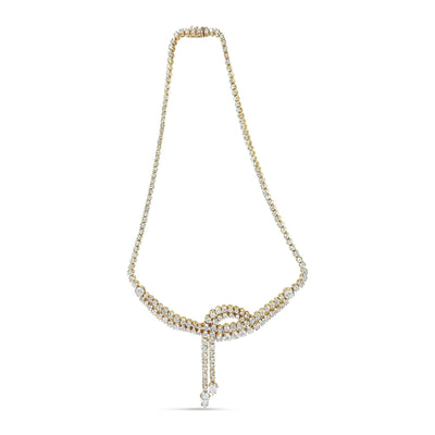 14k Yellow Gold 17.0 Cttw Diamond Double Row Lariat 18" Inch Tennis - The Sparkling Squirrels & Co. 
