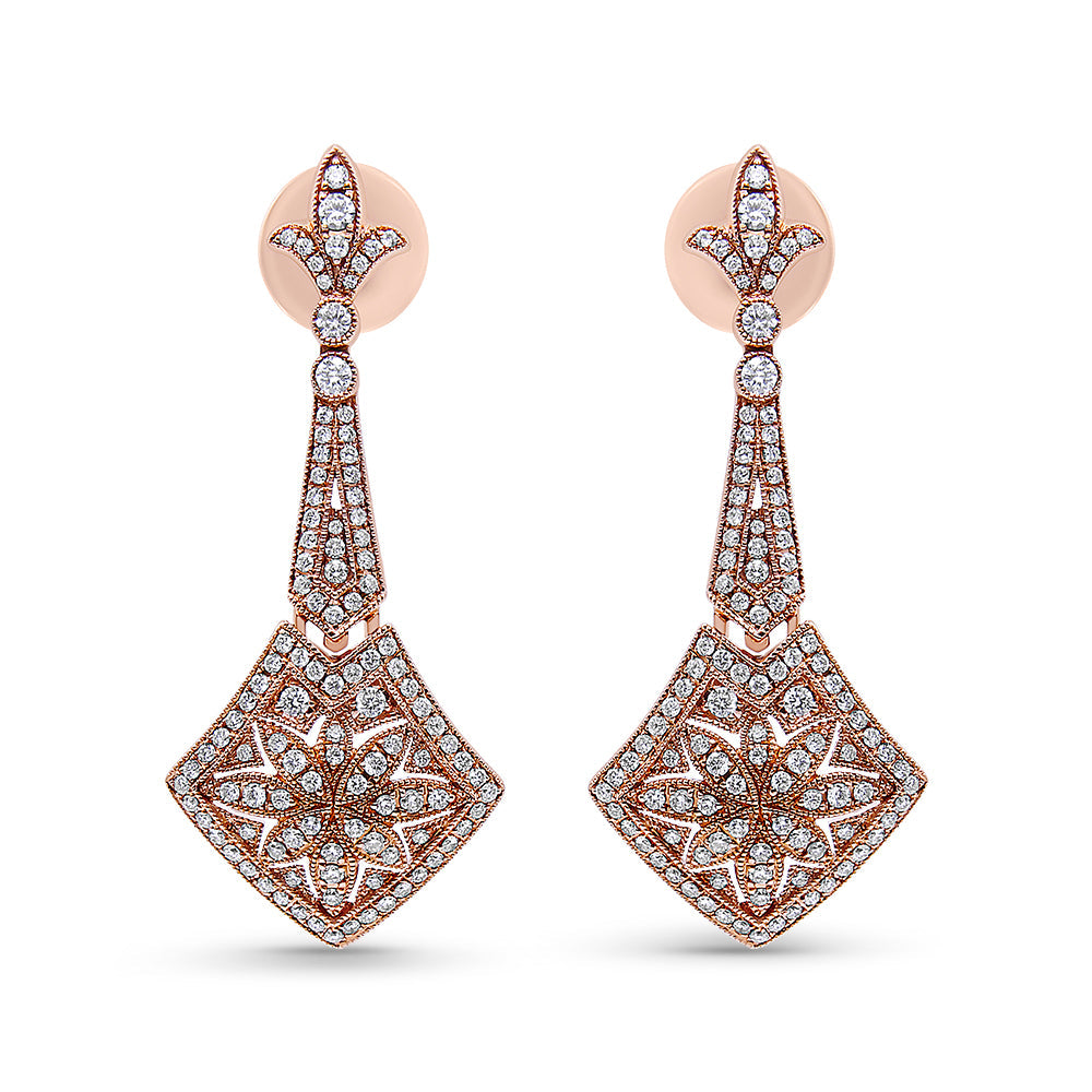 18K Rose Gold 1 1/3 Cttw Diamond Studded Fleur De Lis Trellis Style - The Sparkling Squirrels & Co. 