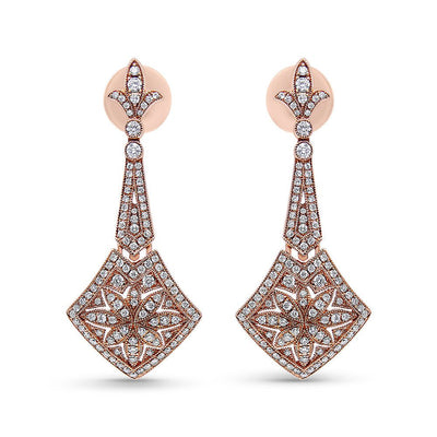 18K Rose Gold 1 1/3 Cttw Diamond Studded Fleur De Lis Trellis Style - The Sparkling Squirrels & Co. 
