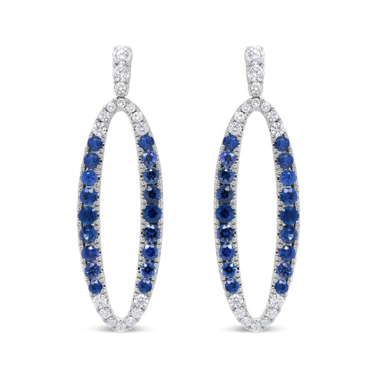 18K White Gold 1.11 Cttw Blue Round Diamond and Blue Sapphire Openwork - The Sparkling Squirrels & Co. 