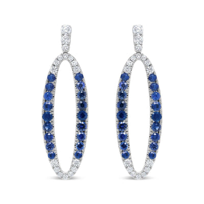 18K White Gold 1.11 Cttw Blue Round Diamond and Blue Sapphire Openwork - The Sparkling Squirrels & Co. 