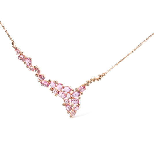 18K Rose Gold 1/2 Cttw Brown Diamond and Multi-Size Oval Pink Sapphire - The Sparkling Squirrels & Co. 