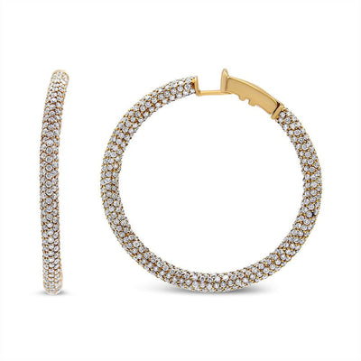 18K Rose Gold 6.90 Cttw Pave Set Diamond Inside Out Eternity Hoop - The Sparkling Squirrels & Co. 