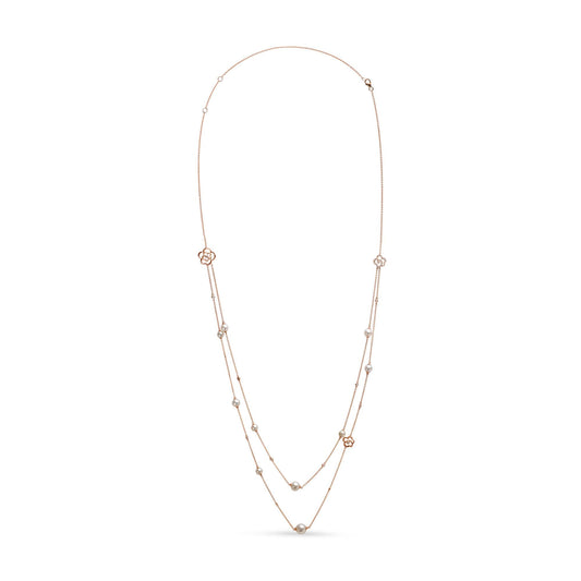 18K Rose Gold 1/2 Cttw Diamond and Freshwater Pearl Double Strand Stat - The Sparkling Squirrels & Co. 