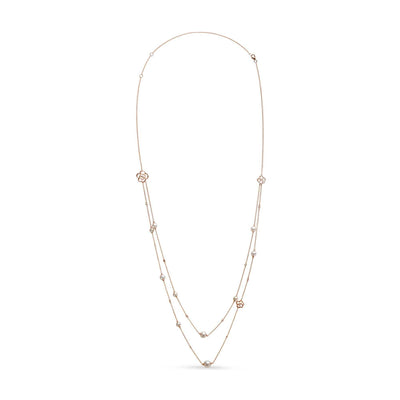 18K Rose Gold 1/2 Cttw Diamond and Freshwater Pearl Double Strand Stat - The Sparkling Squirrels & Co. 