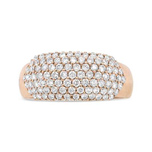Rose Gold Diamond Wedding Band – Multi-Row Dome Design, 1.00 CTTW
