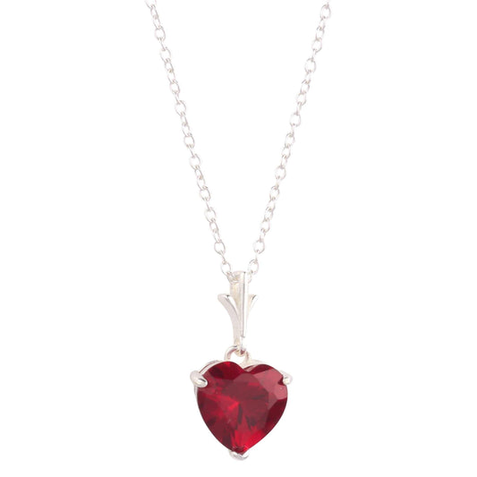 Heart-shaped ruby pendant in sterling silver necklace inspired by magical love and courage