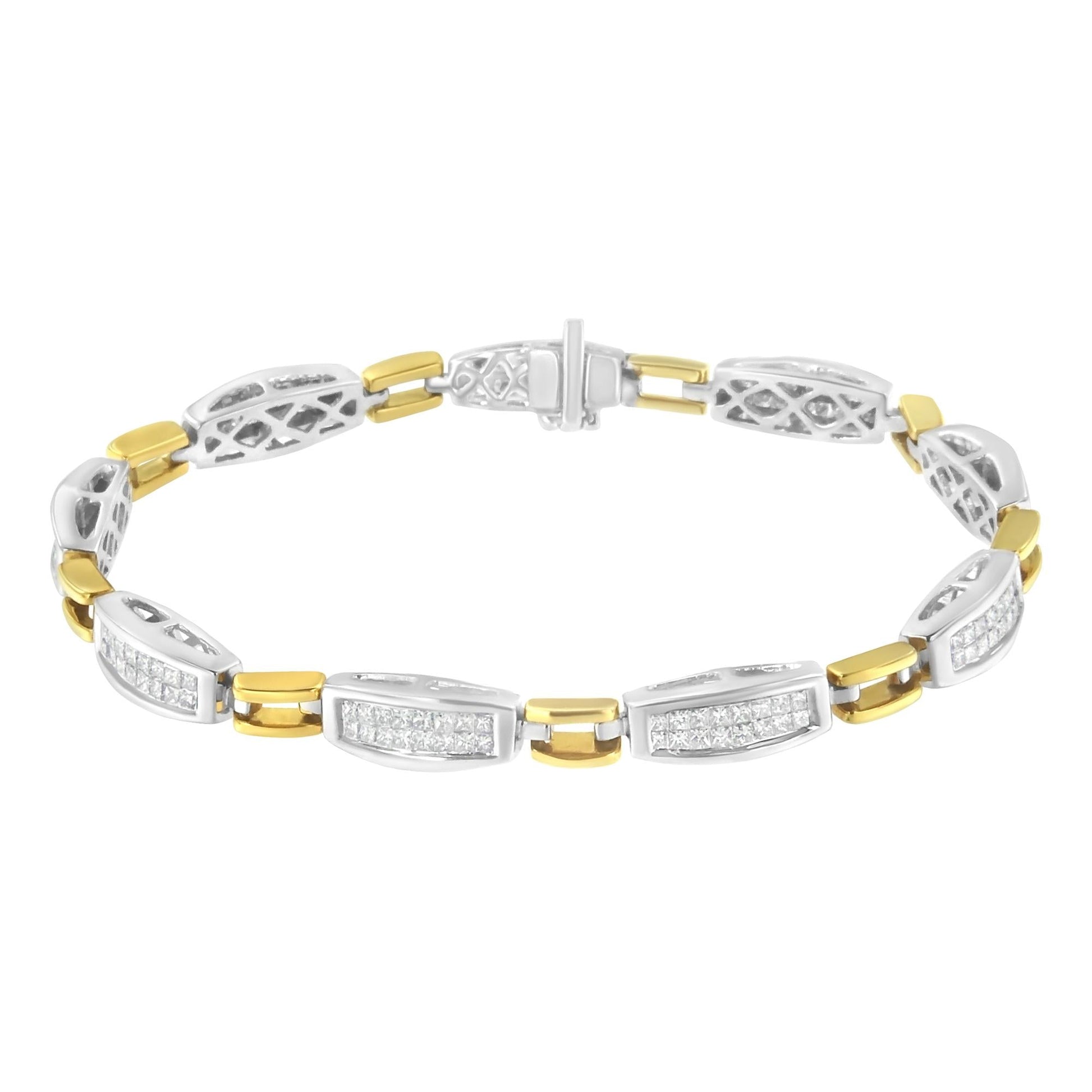 14K Yellow and White Gold 2.0 Cttw Princess Cut Diamond Tapered and - The Sparkling Squirrels & Co. 