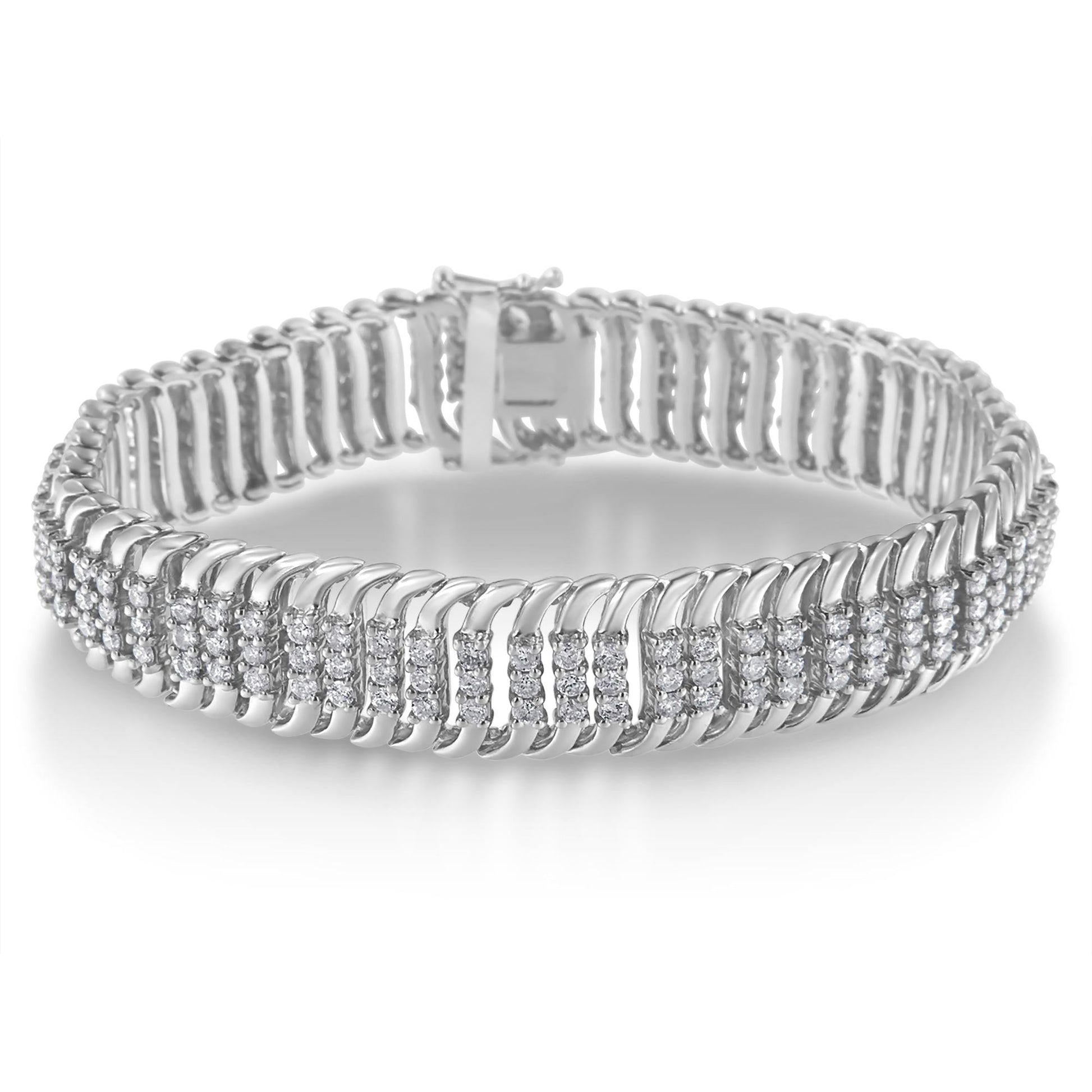 14K White Gold 5.0 Cttw Round Brilliant Cut Diamond 7" S Wave Serpenti - The Sparkling Squirrels & Co. 