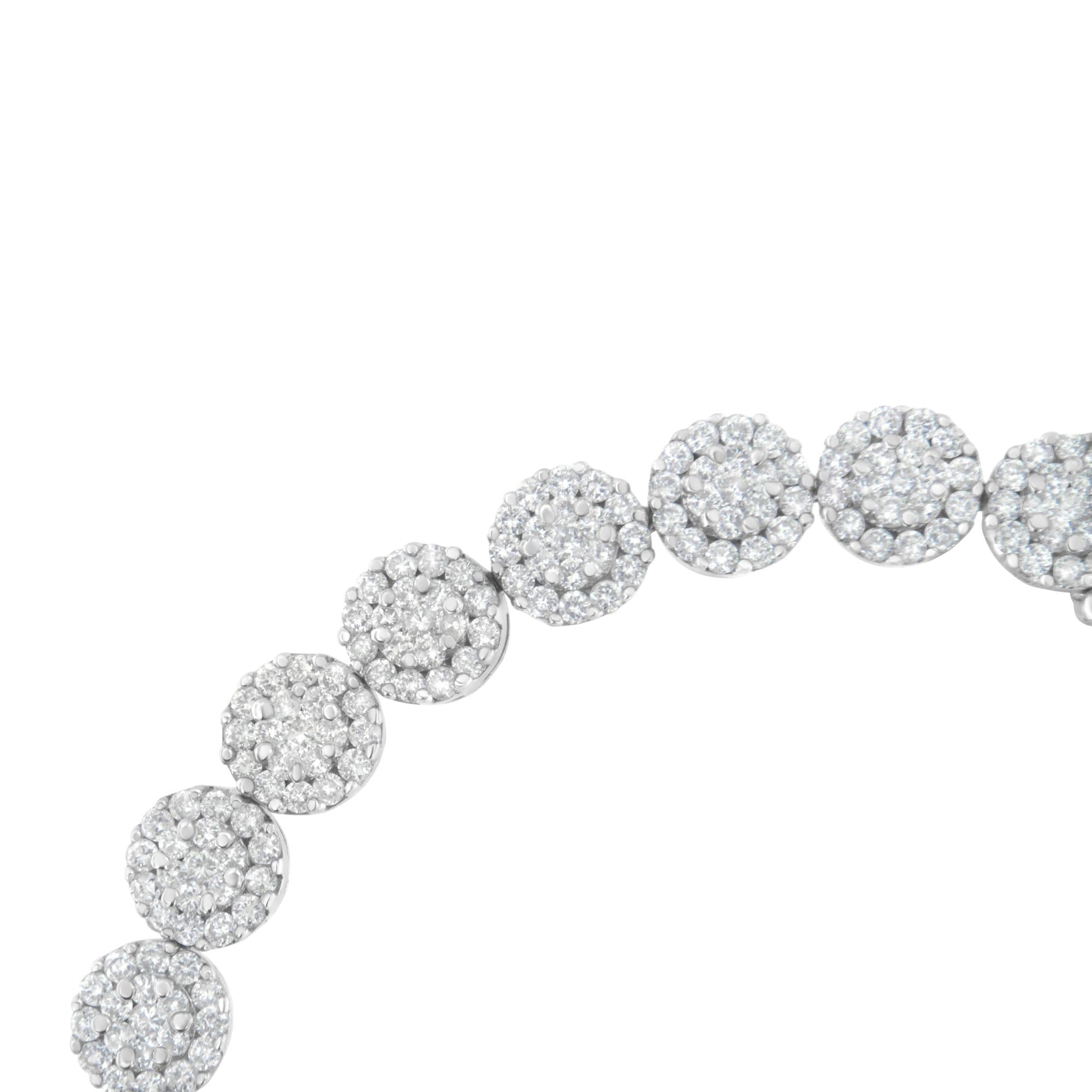 14K White Gold 3-3/4 Cttw Round-Brilliant Cut Diamond 7-1/4" Round Clu - The Sparkling Squirrels & Co. 