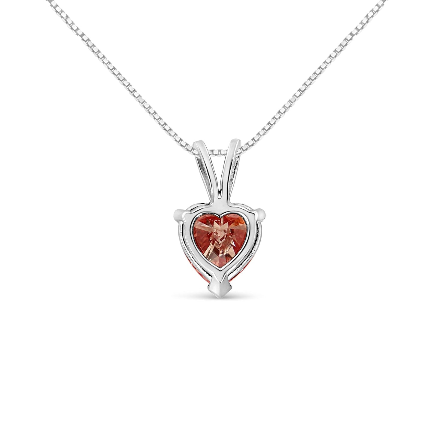 IGI 14K White Gold 1.00 Cttw Lab Pink Heart Diamond Solitaire Pendant Necklace