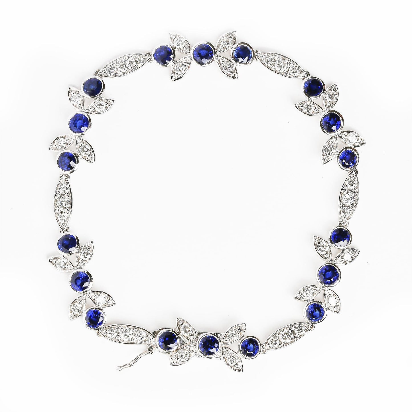 18K White Gold 1 3/4 Cttw Diamond and 3x3mm Round Blue Sapphire Gemsto - The Sparkling Squirrels & Co. 