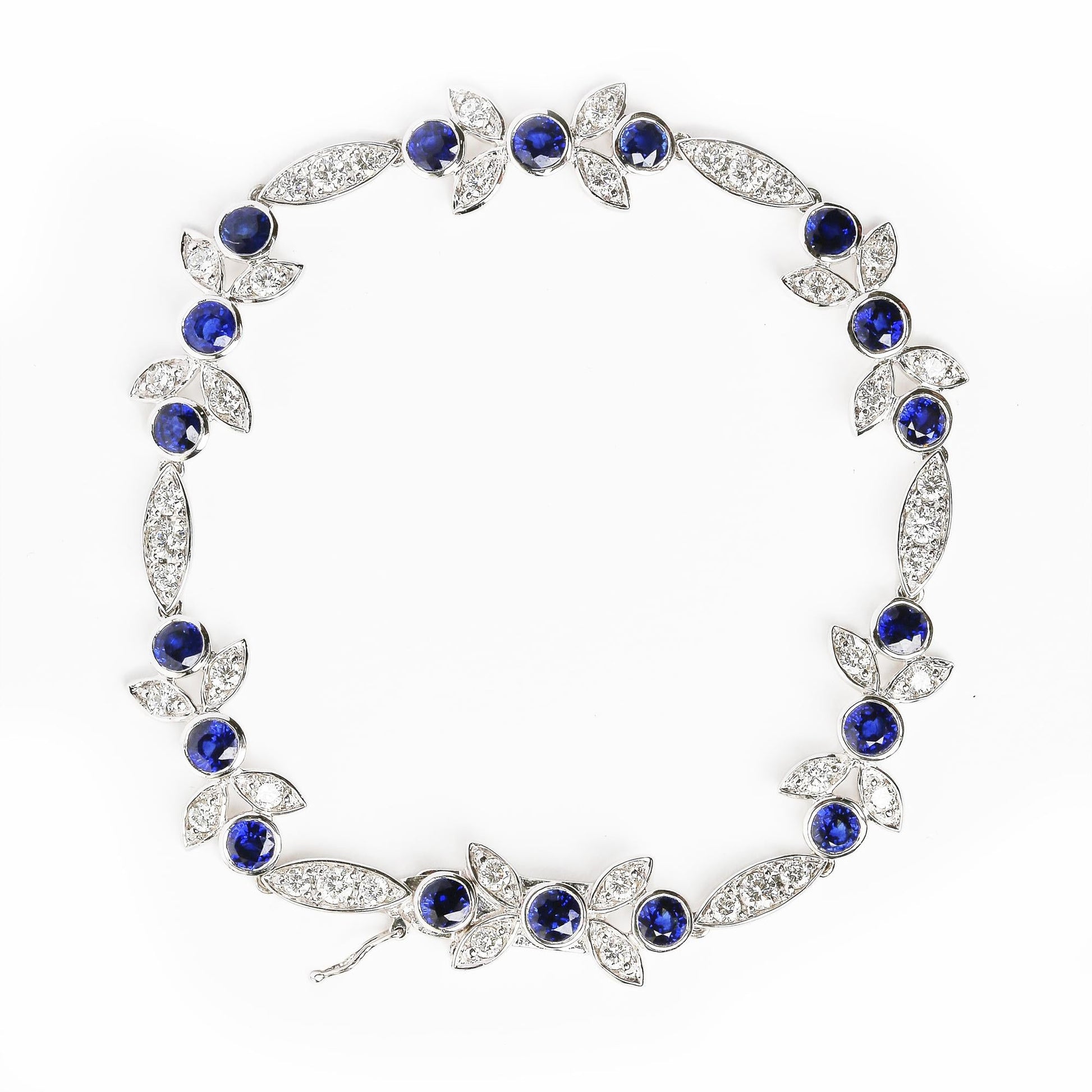 18K White Gold 1 3/4 Cttw Diamond and 3x3mm Round Blue Sapphire Gemsto - The Sparkling Squirrels & Co. 