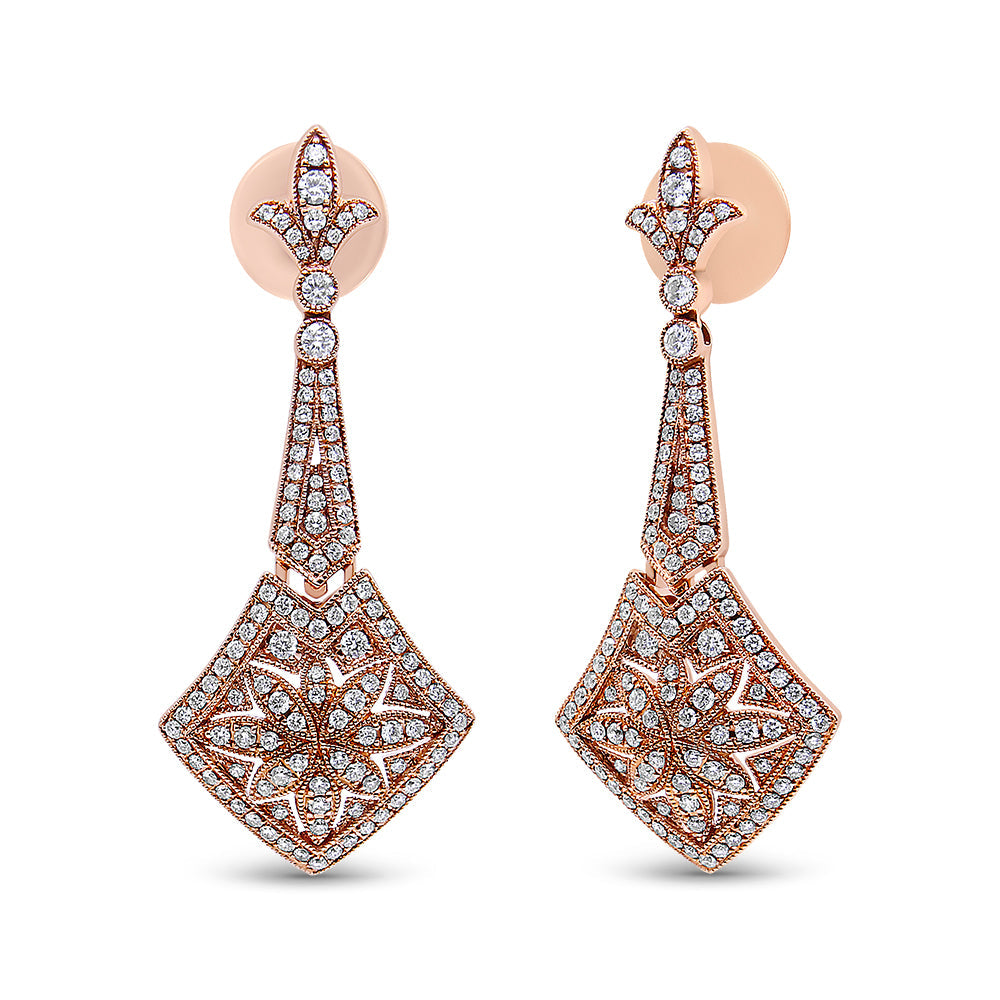 18K Rose Gold 1 1/3 Cttw Diamond Studded Fleur De Lis Trellis Style - The Sparkling Squirrels & Co. 