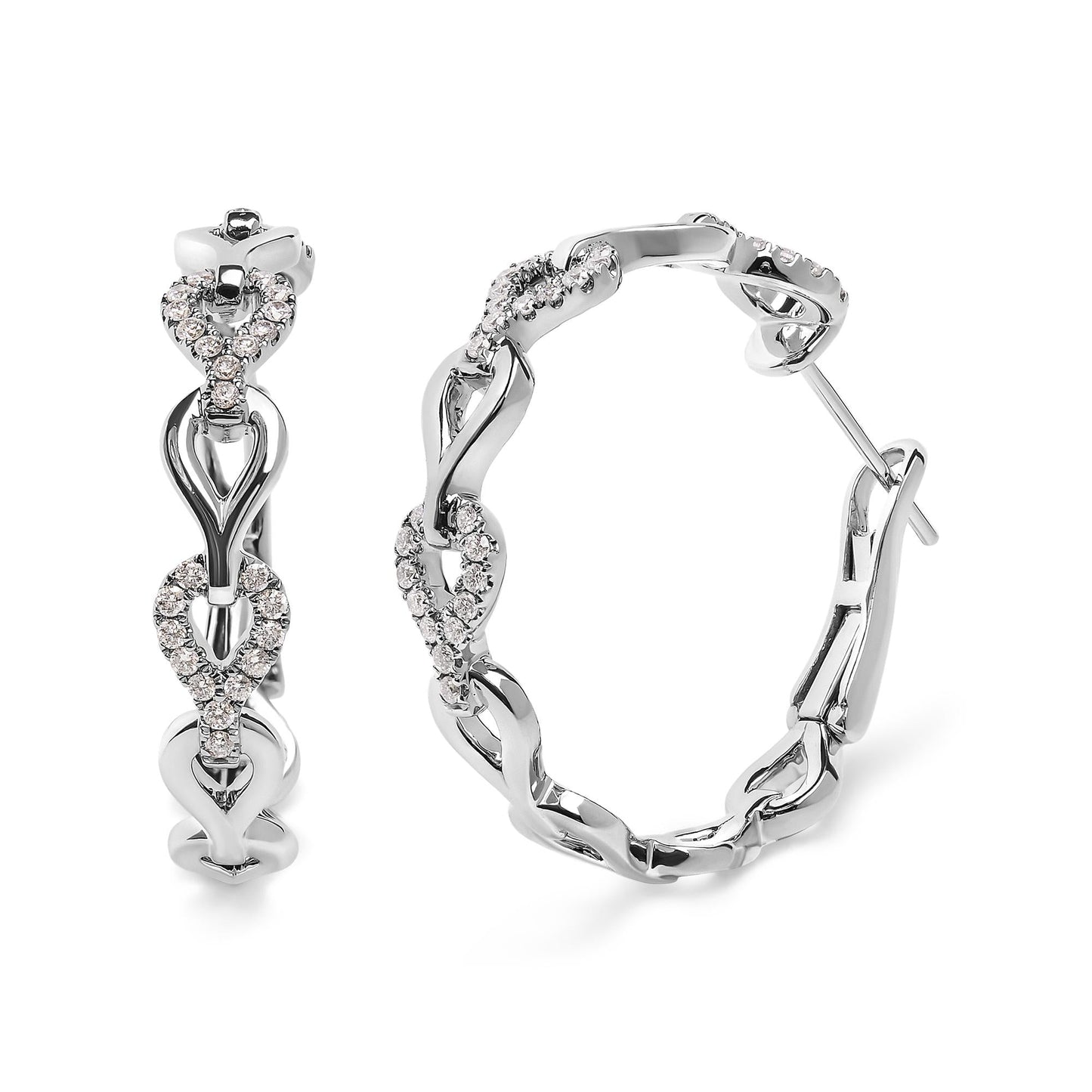 Diamond Open Link Hoop EarringsG-H Color, SI1-SI2 Clarity)