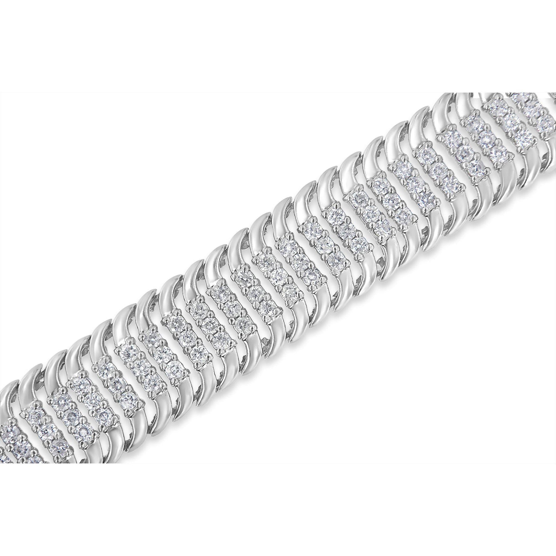 14K White Gold 5.0 Cttw Round Brilliant Cut Diamond 7" S Wave Serpenti - The Sparkling Squirrels & Co. 