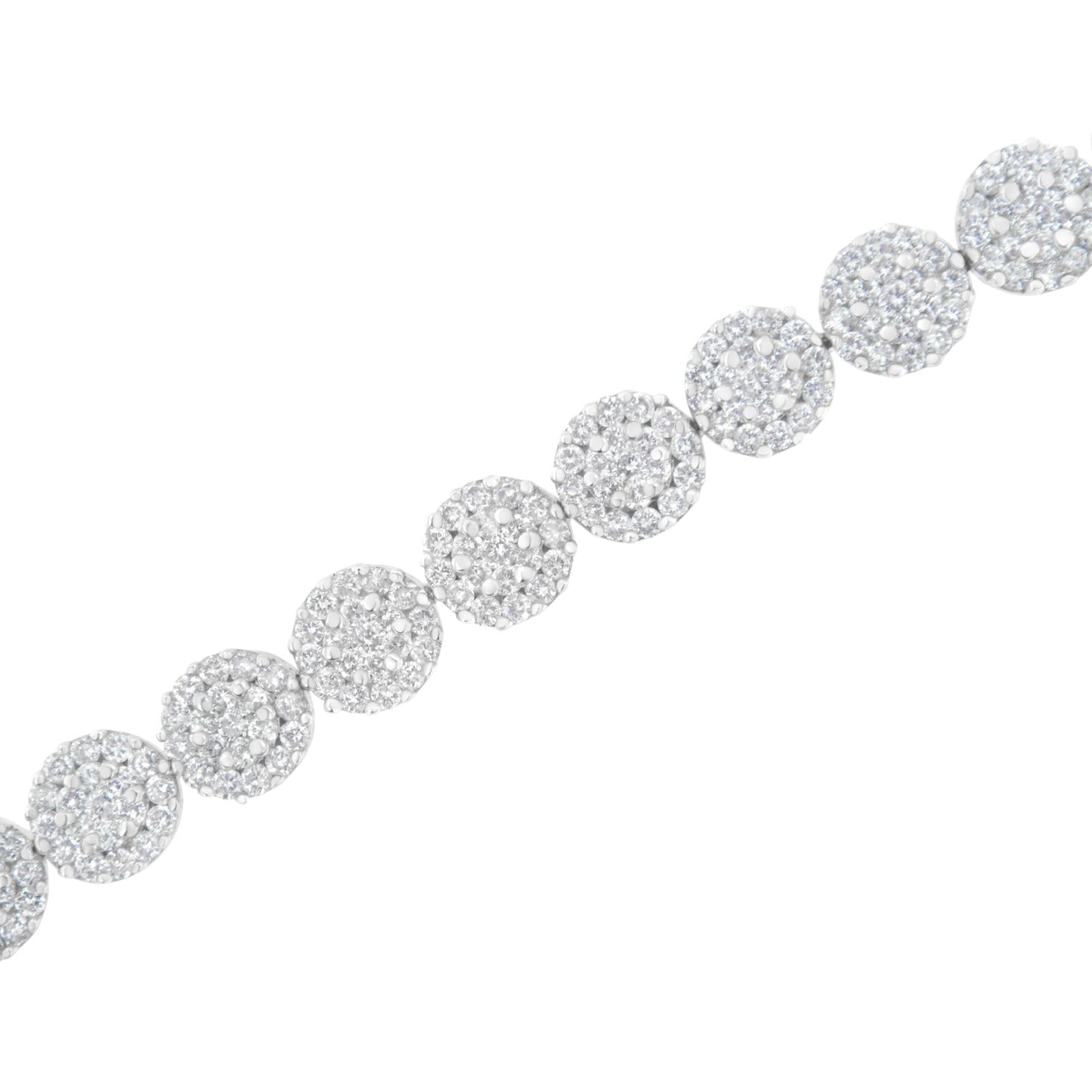14K White Gold 3-3/4 Cttw Round-Brilliant Cut Diamond 7-1/4" Round Clu - The Sparkling Squirrels & Co. 